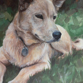 Картина под названием "Carolina Dog" - Olia Tomkova, Подлинное произведение искусства, Акрил