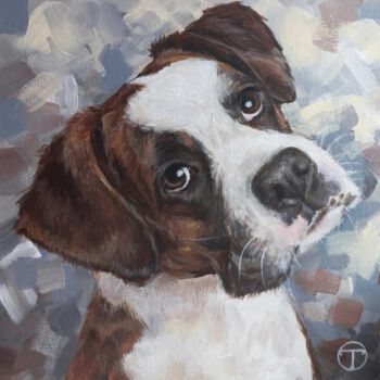 Pintura titulada "Boxer dog 2" por Olia Tomkova, Obra de arte original, Acrílico