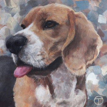 Peinture intitulée "Beagle 4" par Olia Tomkova, Œuvre d'art originale, Acrylique