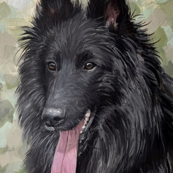 Картина под названием "Belgian Shepherd" - Olia Tomkova, Подлинное произведение искусства, Акрил