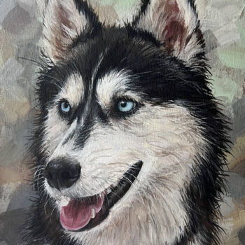 Peinture intitulée "Husky 3" par Olia Tomkova, Œuvre d'art originale, Acrylique