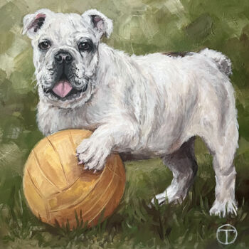 Malerei mit dem Titel "English Bulldog 2" von Olia Tomkova, Original-Kunstwerk, Acryl