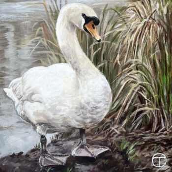 Pittura intitolato "Swan #2" da Olia Tomkova, Opera d'arte originale, Acrilico