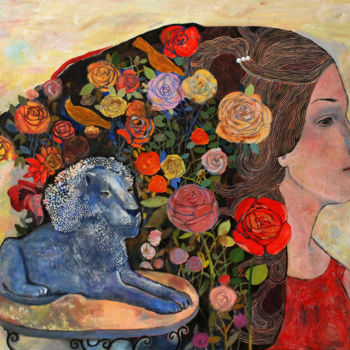 Ζωγραφική με τίτλο "Hand lion" από Olga Sushkova, Αυθεντικά έργα τέχνης, Λάδι