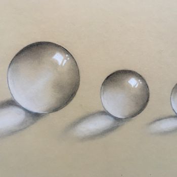Drawing titled "Boules de cristal" by Olibo, Original Artwork, Pencil