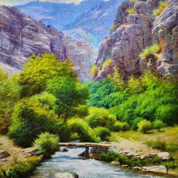 Картина под названием "Склоне горы" - Олим Мухаммадали, Подлинное произведение искусства, Масло