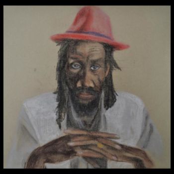 Peinture intitulée "Man with red hat" par Olayinka Taylor-Lewis, Œuvre d'art originale