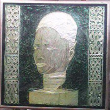 Painting titled "title-ife-head-medi…" by Olisa Nwadiogbu, Original Artwork, Oil