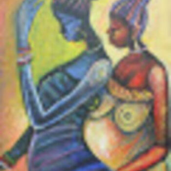 Pittura intitolato "womanhood-acrylic-o…" da Olisa Nwadiogbu, Opera d'arte originale, Olio