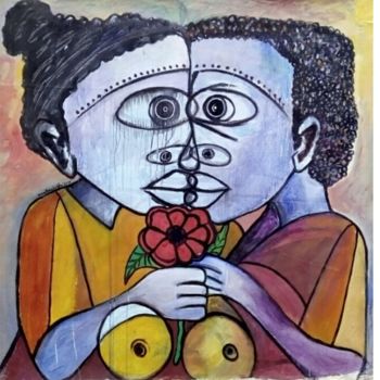 Painting titled "Kiss" by Olisa Nwadiogbu, Original Artwork, Acrylic