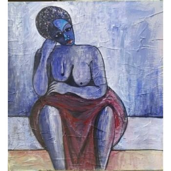 Painting titled "Seated Woman." by Olisa Nwadiogbu, Original Artwork, Acrylic