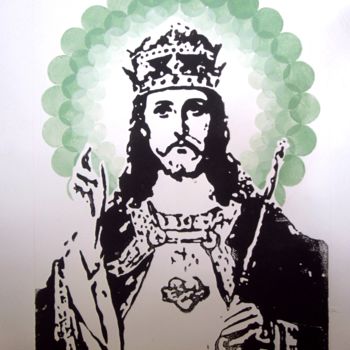 Druckgrafik mit dem Titel "jesus1" von Oliv, Original-Kunstwerk, Gravur