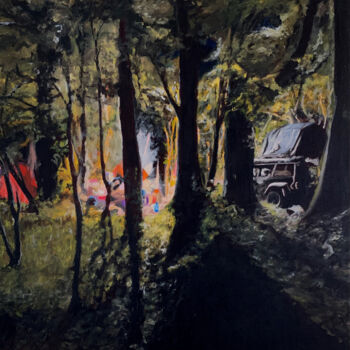 Painting titled "Camp" by Oliver Staeuber, Original Artwork, Oil