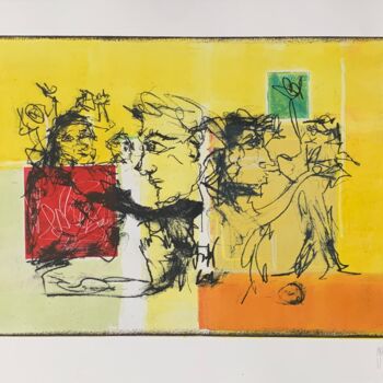Printmaking titled "Fellows" by Oliver Staeuber, Original Artwork, Monotype