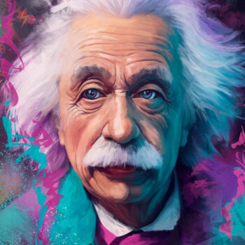 Digital Arts titled "Einstein's Quantum…" by Oliver, Original Artwork, Digital Print