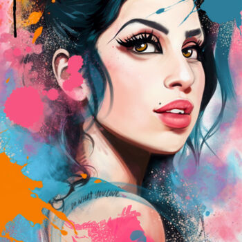 Digital Arts titled "Amy Winehouse Echoe…" by Oliver, Original Artwork, Digital Print