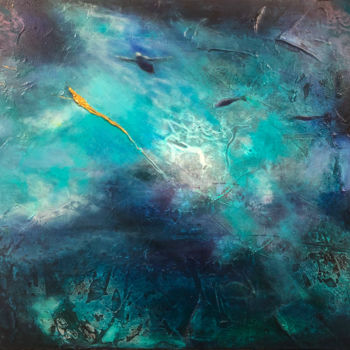 Painting titled "In Great Oceans Deep" by Olivia Alexander, Original Artwork, Acrylic Mounted on Wood Stretcher frame