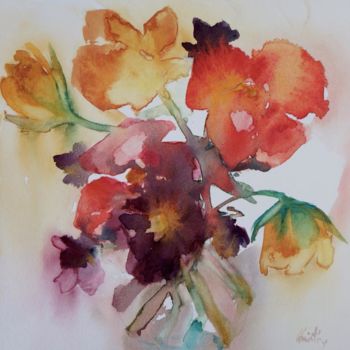 Painting titled "Aux coeurs battants" by Olivia Quintin, Original Artwork, Watercolor