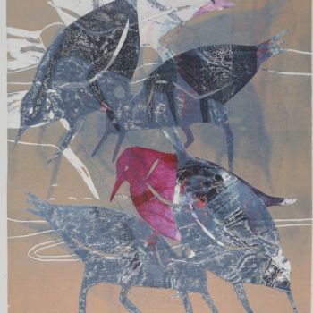 Estampas & grabados titulada "Sanderling 5" por Olivia Quintin, Obra de arte original, Grabado