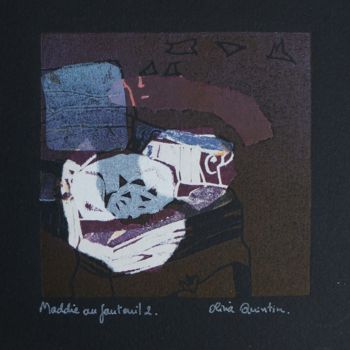 Printmaking titled "Maddie au fauteuil 2" by Olivia Quintin, Original Artwork, Engraving