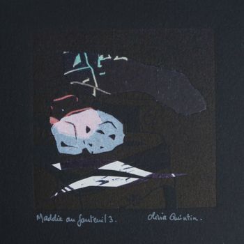 Obrazy i ryciny zatytułowany „Maddie au fauteuil 3” autorstwa Olivia Quintin, Oryginalna praca, Rytownictwo