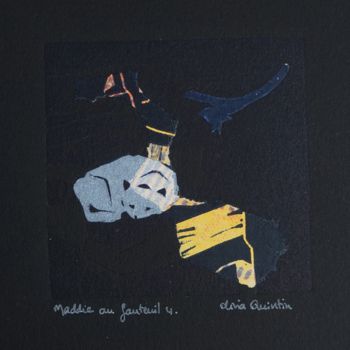 Printmaking titled "Maddie au fauteuil 4" by Olivia Quintin, Original Artwork, Engraving