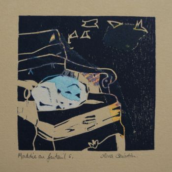 Printmaking titled "Maddie au fauteuil 6" by Olivia Quintin, Original Artwork, Engraving