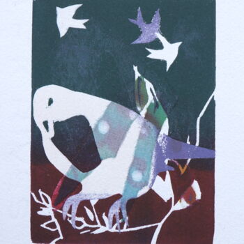 Prenten & gravures getiteld "Songbird 5" door Olivia Quintin, Origineel Kunstwerk, Gravure