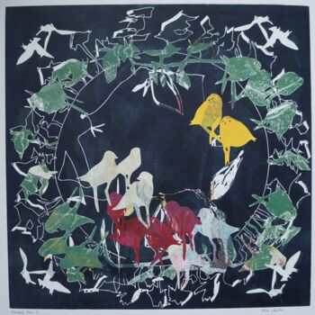 Gravures & estampes intitulée "Mandala trees 8" par Olivia Quintin, Œuvre d'art originale, Gravure