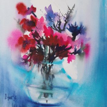 Malerei mit dem Titel "VA1 bouquet de fleu…" von Olivia Quintin, Original-Kunstwerk, Aquarell