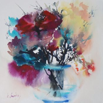 Malerei mit dem Titel "VA7 bouquet de fleu…" von Olivia Quintin, Original-Kunstwerk, Aquarell