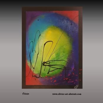 제목이 "TE-ORA"인 미술작품 Olivier Art Abstrait로, 원작, 아크릴 나무 들것 프레임에 장착됨