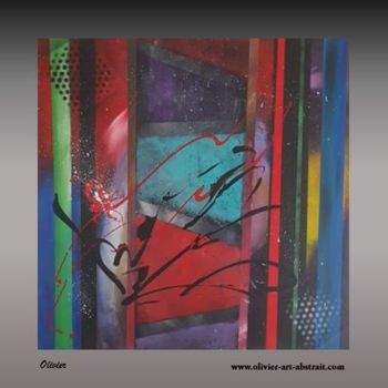 Malarstwo zatytułowany „Color widow” autorstwa Olivier Art Abstrait, Oryginalna praca, Akryl Zamontowany na Drewniana rama n…