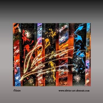 제목이 "Splash Of Prim"인 미술작품 Olivier Art Abstrait로, 원작, 아크릴 나무 들것 프레임에 장착됨