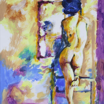 Painting titled "MON BEAU MIROIR" by Olivier Boulanger, Original Artwork, Acrylic Mounted on Wood Stretcher frame