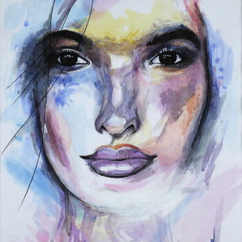 Картина под названием "SOFT FACE" - Olivier Boulanger, Подлинное произведение искусства, Акрил Установлен на картон