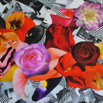 Collages intitolato "Flowerpower" da Olivier Bourgin, Opera d'arte originale, Collages