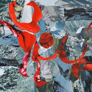 Collages intitulée "Rouge Flash" par Olivier Bourgin, Œuvre d'art originale, Collages