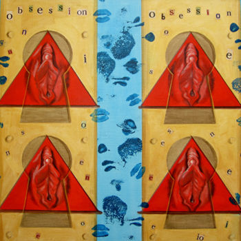 Painting titled "Obsession sexe Pain…" by Olivier Boutin, Original Artwork, Oil Mounted on Wood Stretcher frame