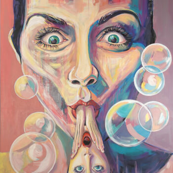 Painting titled "Cannibalisme" by Olivier Boutin, Original Artwork, Acrylic Mounted on Wood Stretcher frame
