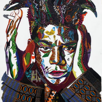 Collages intitulée "Jean Michel Basquiat" par Olivier Bouvard, Œuvre d'art originale, Collages