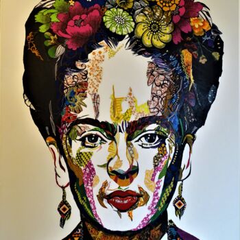 Collages getiteld "Frida "Tu mérites u…" door Olivier Bouvard, Origineel Kunstwerk, Collages