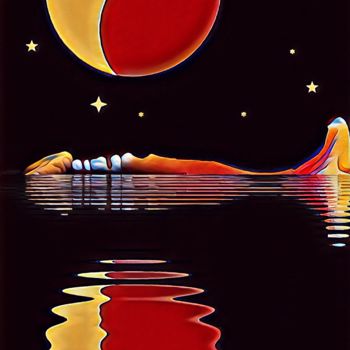Digital Arts titled "Lune" by Olivier Contezak, Original Artwork, Digital Painting