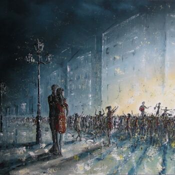 Peinture intitulée "Scène de rue" par Olivier Dazelle, Œuvre d'art originale