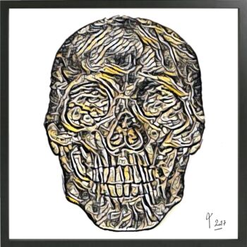 Drawing titled "Skull 1#17" by Olivier De Tullasky, Original Artwork, Ink