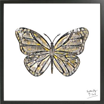 Rysunek zatytułowany „Butterfly 1#17” autorstwa Olivier De Tullasky, Oryginalna praca, Atrament