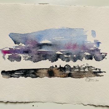 Painting titled "Paysage" by Olivier Delacuvellerie, Original Artwork, Watercolor