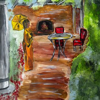 Painting titled "Sur la terrasse" by Olivier De Pooter, Original Artwork, Acrylic