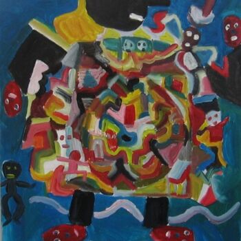 Painting titled "Peintre en gestation" by Olivier Dumont, Original Artwork