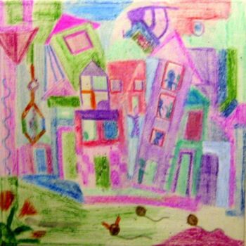 Peinture intitulée "En ville (pastel gr…" par Olivier Dumont, Œuvre d'art originale
